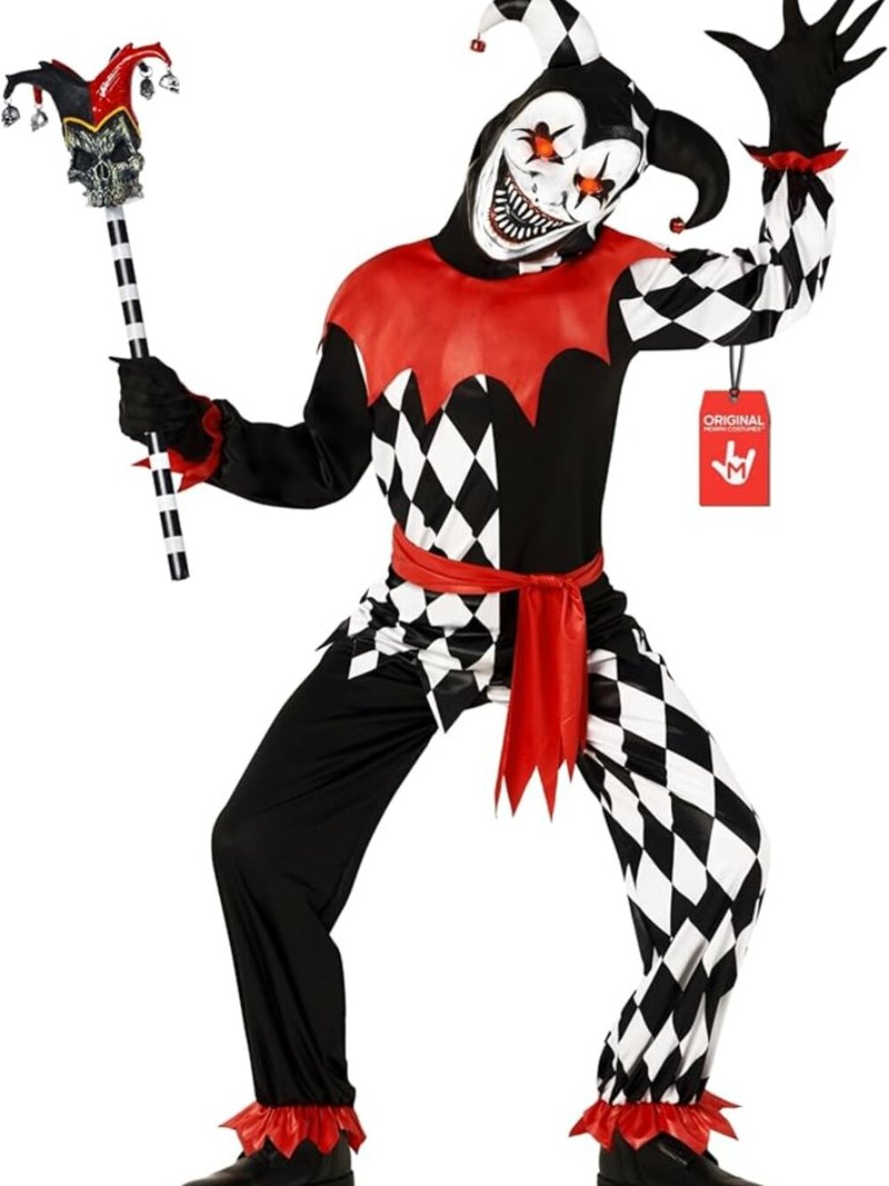 Kids Jester Costume Evil Clown Scary Halloween Outfit Size XL (12-14 years).